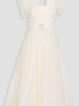 Ruffled tulle midi dress