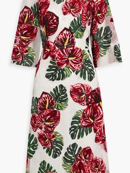 Floral-print organza midi dress