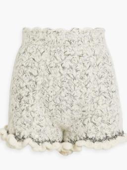Metallic bouclé-knit cashmere-blend shorts
