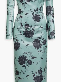 Melina off-the-shoulder floral-print faille midi dress