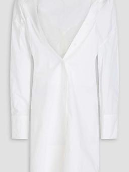 Ruched cotton-poplin shirt dress