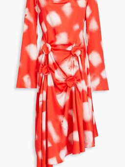 Draped printed satin dress