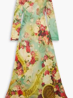 Printed silk-organza maxi dress