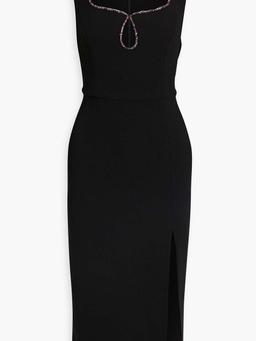 Victoria crystal-embellished crepe midi dress