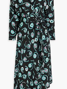 Eloise asymmetric jacquard midi wrap dress