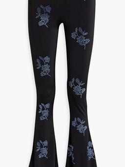 Euro crystal-embellished stretch-jersey flared pants