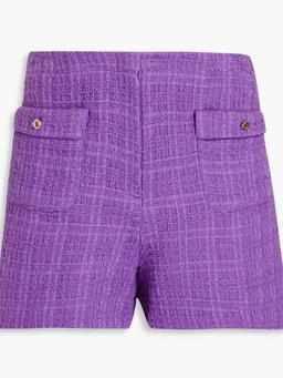 Button-embellished cotton-tweed shorts