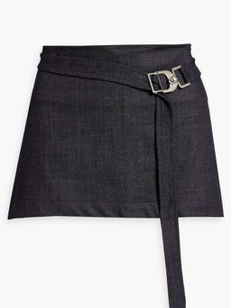Belted denim mini skirt