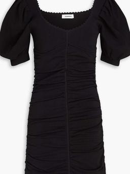 Ruched stretch-knit mini dress