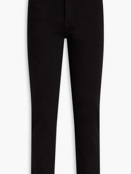 Frayed cropped high-rise slim-leg jeans