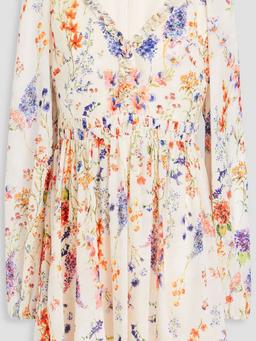 Floral-print chiffon mini dress