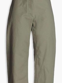 Cropped cotton-canvas straight-leg pants