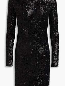 Open-back sequined stretch-jersey mini dress