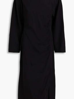 Ruched silk crepe de chine midi dress