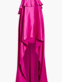 Asymmetric layered satin maxi dress
