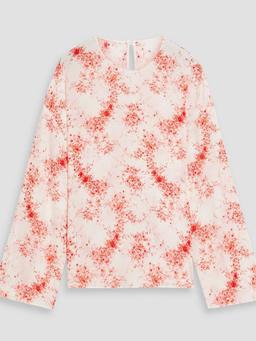 Floral-print silk blouse
