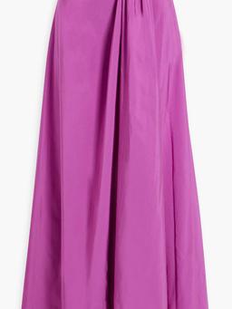 Draped cotton-blend taffeta maxi skirt