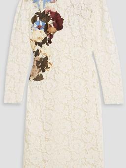 Appliquéd silk-blend corded lace dress