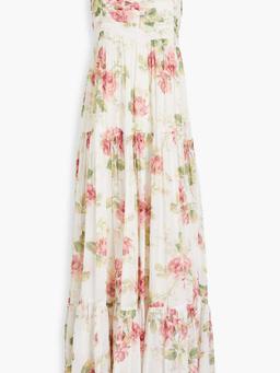Tiered floral-print georgette maxi dress