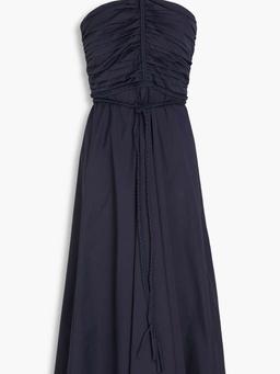 Tucker ruched stretch-cotton poplin halterneck midi dress