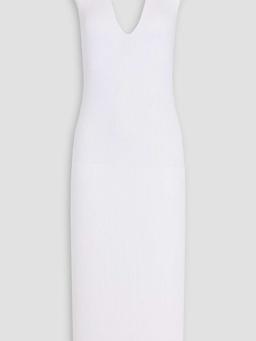 Ribbed-knit halterneck midi dress