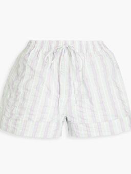 Striped cotton-blend seersucker shorts
