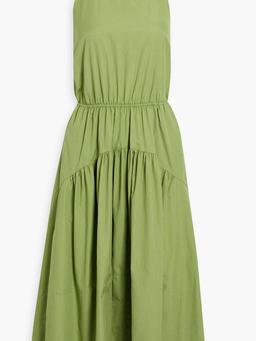 Cotton-poplin halterneck midi dress