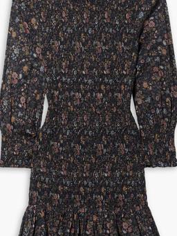 Farha shirred floral-print cotton-voile mini dress