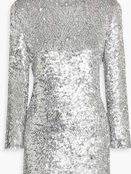 Elsa sequined tulle turtleneck mini dress