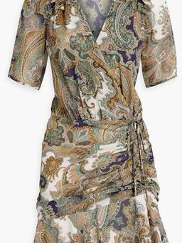 Dakota ruffled paisley-print silk-chiffon mini dress