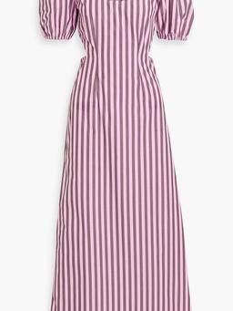 Cutout striped cotton-poplin maxi dress