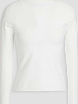 Appliquéd stretch-knit turtleneck top