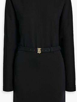 Belted silk-blend crepe mini dress