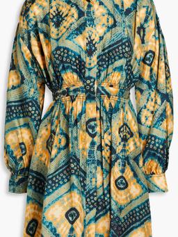 Jude printed silk-satin mini shirt dress