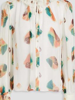 Pippa ruffled printed silk-crepon blouse
