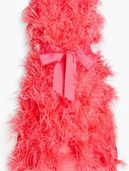 Halle feather-trimmed silk-organza dress