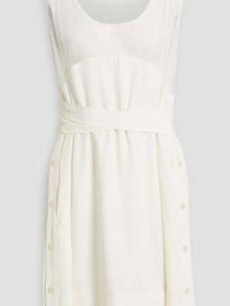 Mesh-paneled crepe de chine mini dress