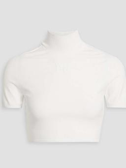 Cropped stretch-knit turtleneck top