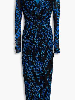 Hades mesh-paneled printed jersey midi dress