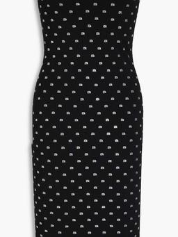 Strapless crystal-embellished stretch-jersey dress