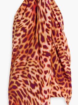 Asymmetric leopard-print silk-chiffon halterneck top