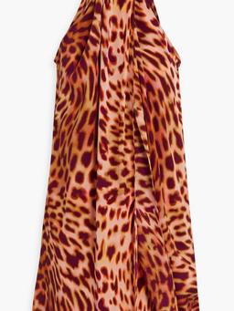 Crystal-embellished leopard-print silk-chiffon mini dress