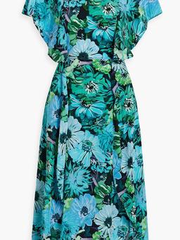 Floral-print silk crepe de chine midi dress
