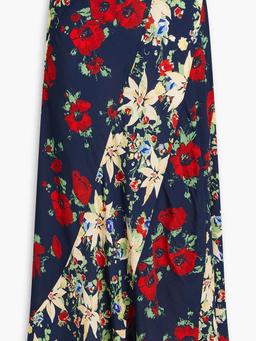 Hudson floral-print crepe de chine midi skirt