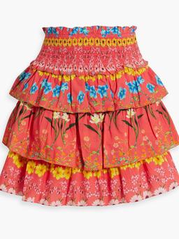 Lindsey tiered floral-print cotton-voile mini skirt