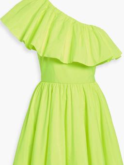 One-shoulder neon poplin mini dress