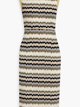Metallic striped crochet-knit dress