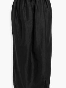 Mirabelle wrap-effect linen-blend maxi skirt