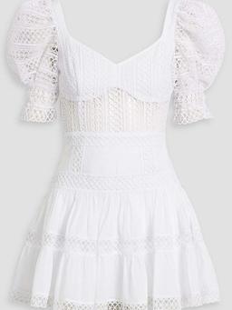 Katharine guipure lace and cotton-blend voile mini dress