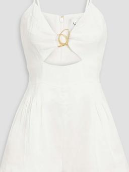Simone cutout embellished linen-blend playsuit